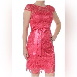NWT Adrianna Papell French Coral Cap Sleeve Lace Cocktail Dress
